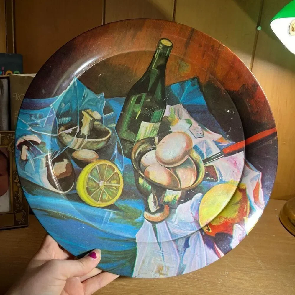 Vintage Action Brazil Tin Decorative Plate 13.25